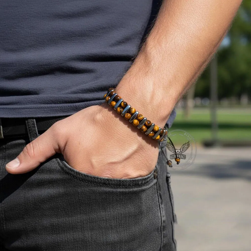 Stylish Double-Row Tiger's Eye Beaded Bracelet sold by GTHIC product image thumbnail 2