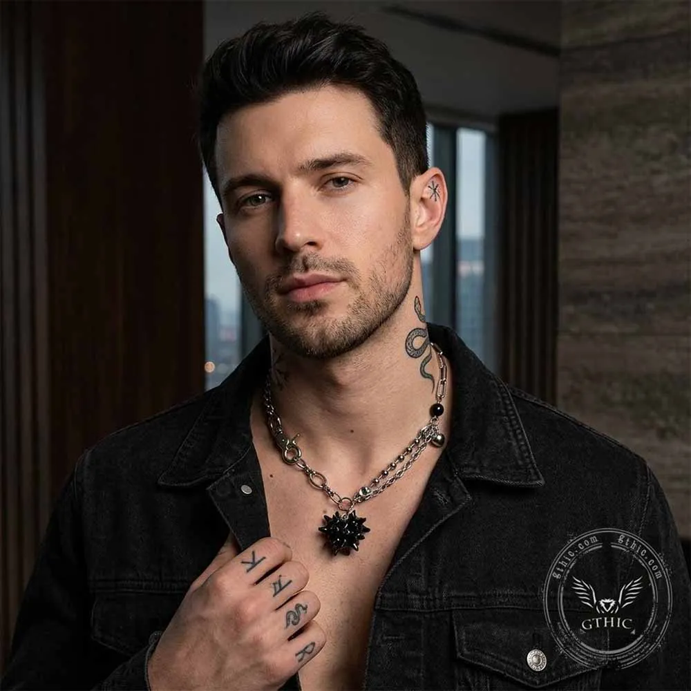 Punk Thorns Demon Heart Stainless Steel Tassel Necklace sold by GTHIC