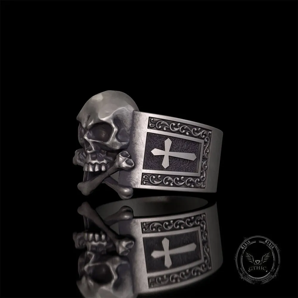 Gothic Skull Bone Cross Sterling Silver Ring sold by GTHIC product image thumbnail 5