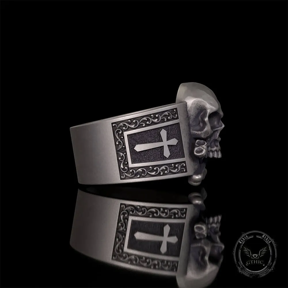 Gothic Skull Bone Cross Sterling Silver Ring sold by GTHIC product image thumbnail 4