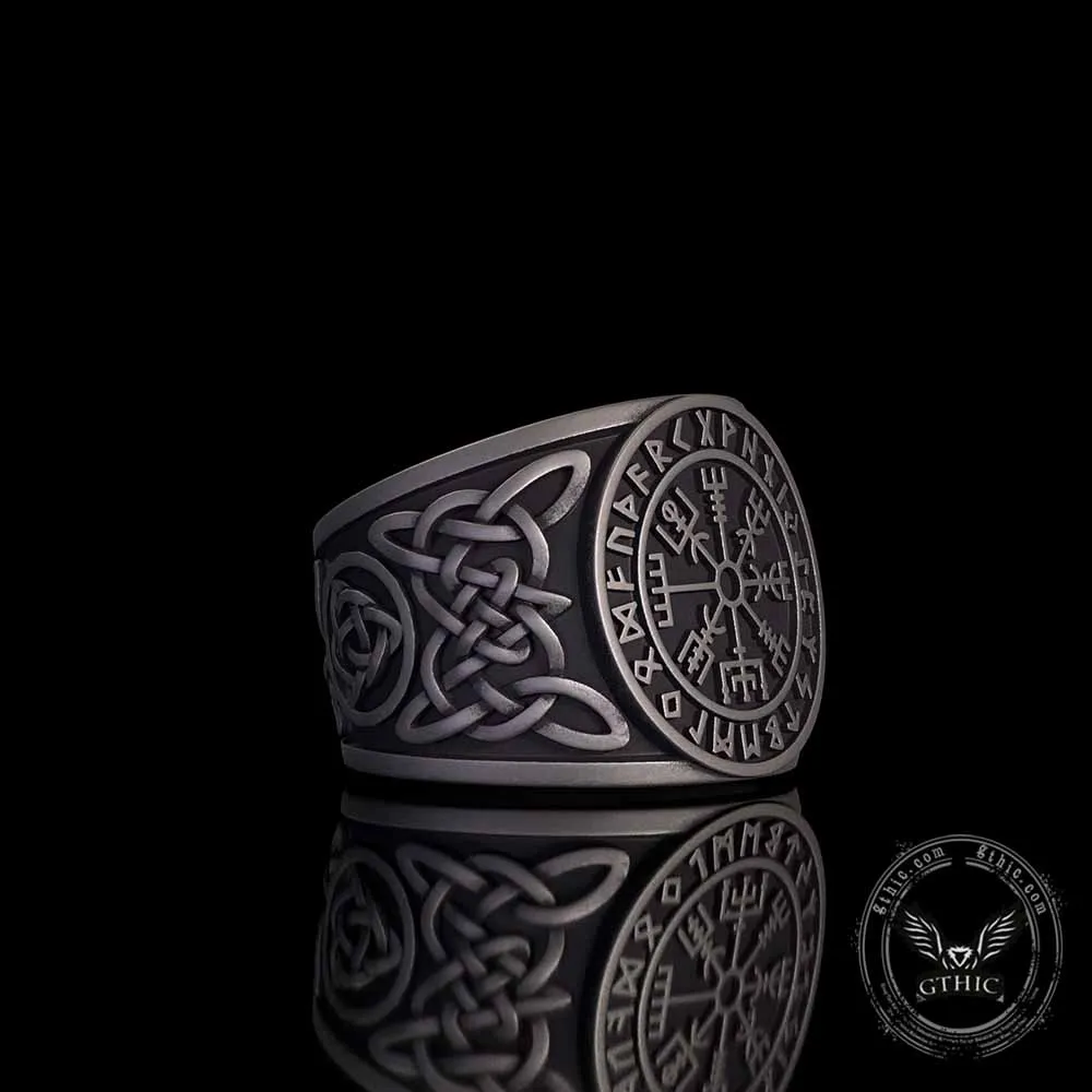 Viking Runes Compass Celtic Knot Sterling Silver Ring sold by GTHIC product image thumbnail 4