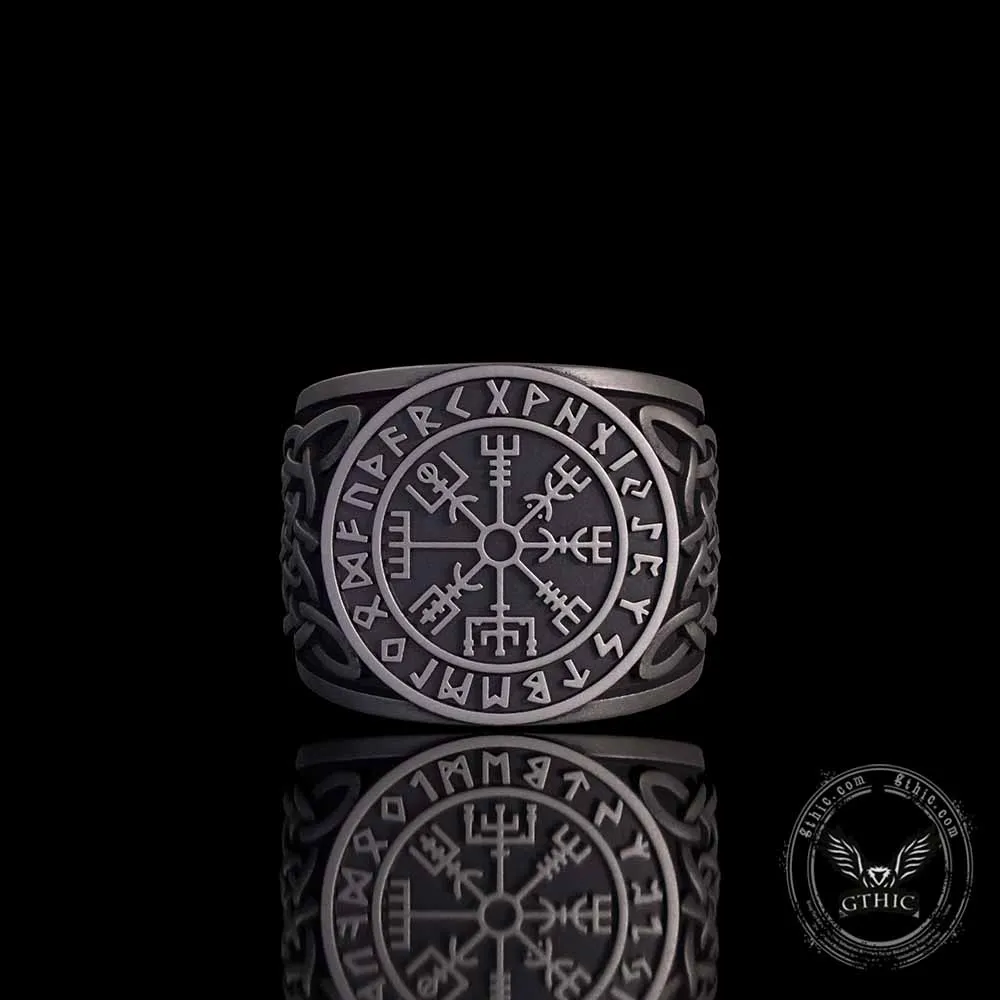 Viking Runes Compass Celtic Knot Sterling Silver Ring sold by GTHIC product image thumbnail 2