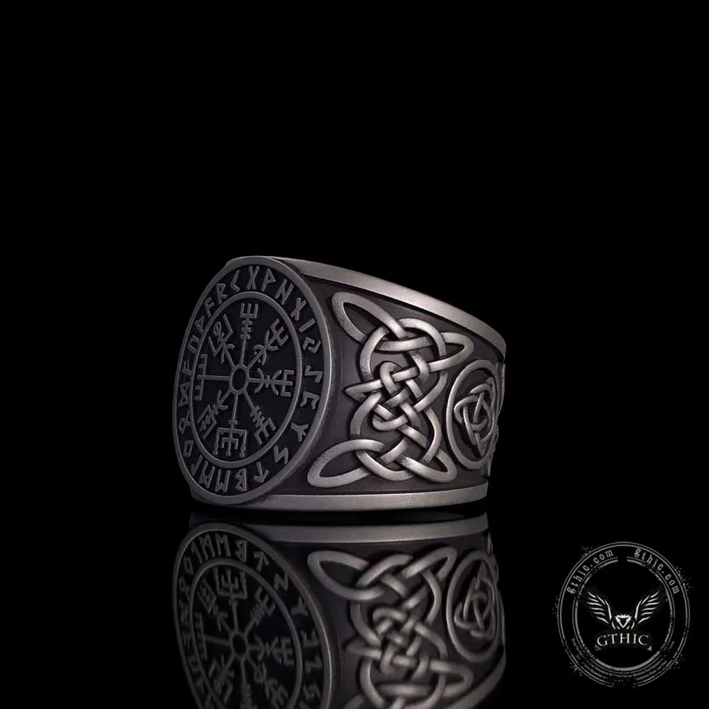 Viking Runes Compass Celtic Knot Sterling Silver Ring sold by GTHIC product image thumbnail 3