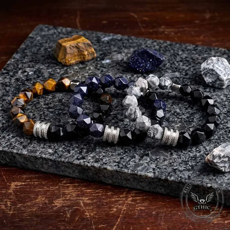 Stylish Faceted Stone Stainless Steel Beaded Bracelet made by GTHIC