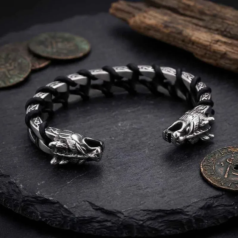 Punk Double Skull & Dragon Head Stainless Steel Bracelet made by GTHIC
