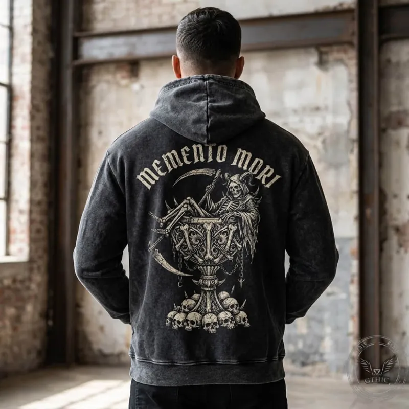 Memento Mori Grim Reaper Vintage Washed Hoodie made by GTHIC