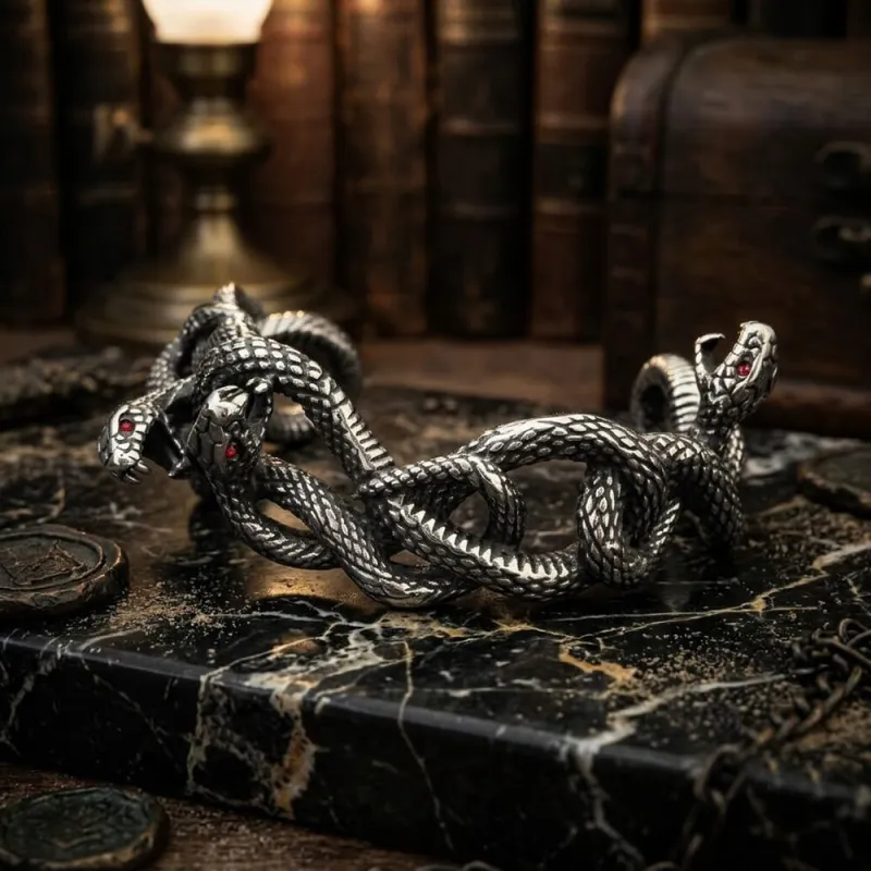 Coiled Snake Stainless Steel Gothic Cuff Bracelet made by GTHIC