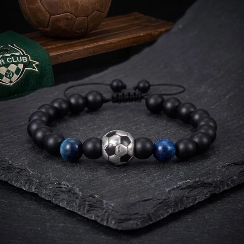 Stylish Natural Stone Beaded Soccer Bracelet made by GTHIC