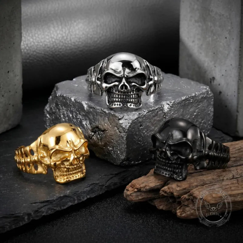 Punk Skull Skeletal Joints Stainless Steel Open Bracelet made by GTHIC