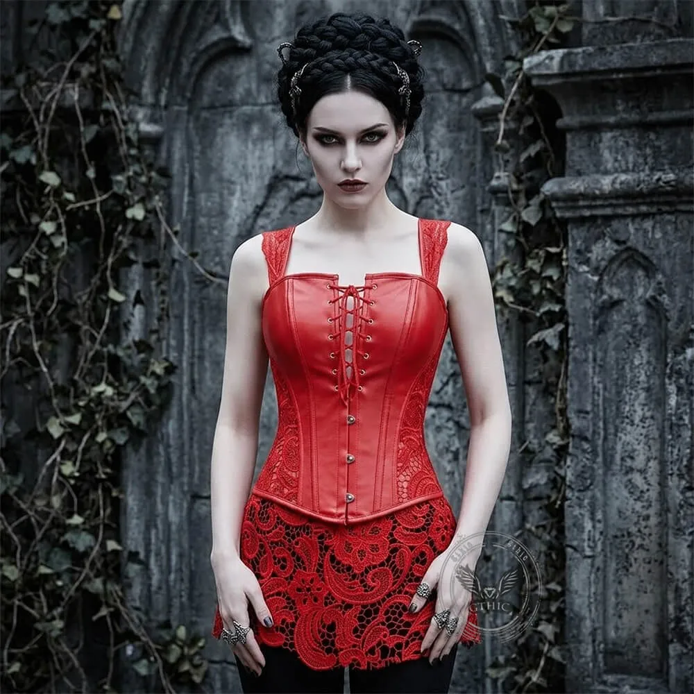 Gothic Lace Hem PU Leather Cutout Corset sold by GTHIC product image thumbnail 2