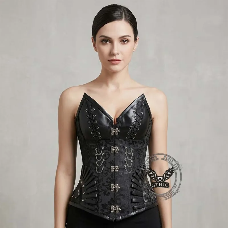 Gothic Chain Design Jacquard Steel Bone Corset made by GTHIC