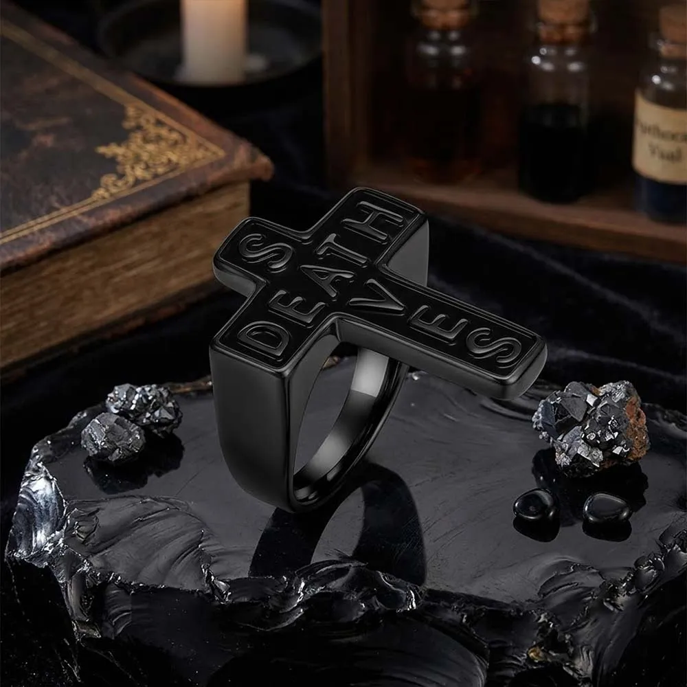 Gothic Death Saves Cross Stainless Steel Ring sold by GTHIC product image thumbnail 5