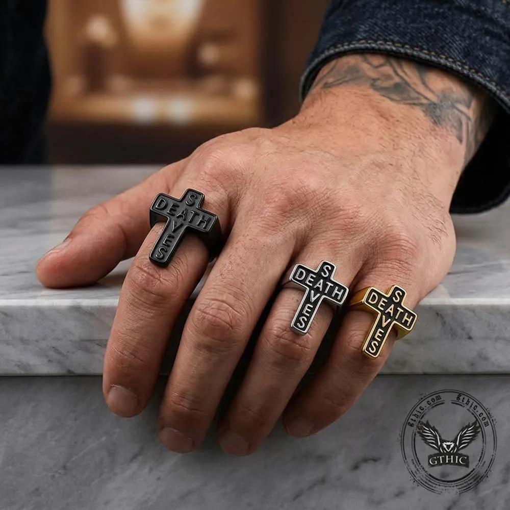 Gothic Death Saves Cross Stainless Steel Ring sold by GTHIC product image thumbnail 2