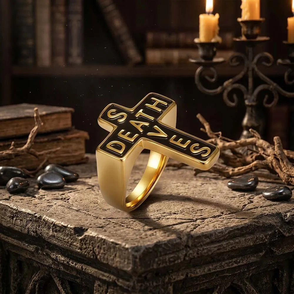 Gothic Death Saves Cross Stainless Steel Ring sold by GTHIC product image thumbnail 4