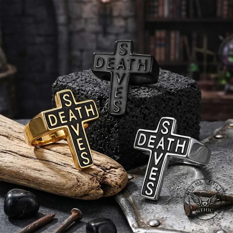 Gothic Death Saves Cross Stainless Steel Ring made by GTHIC