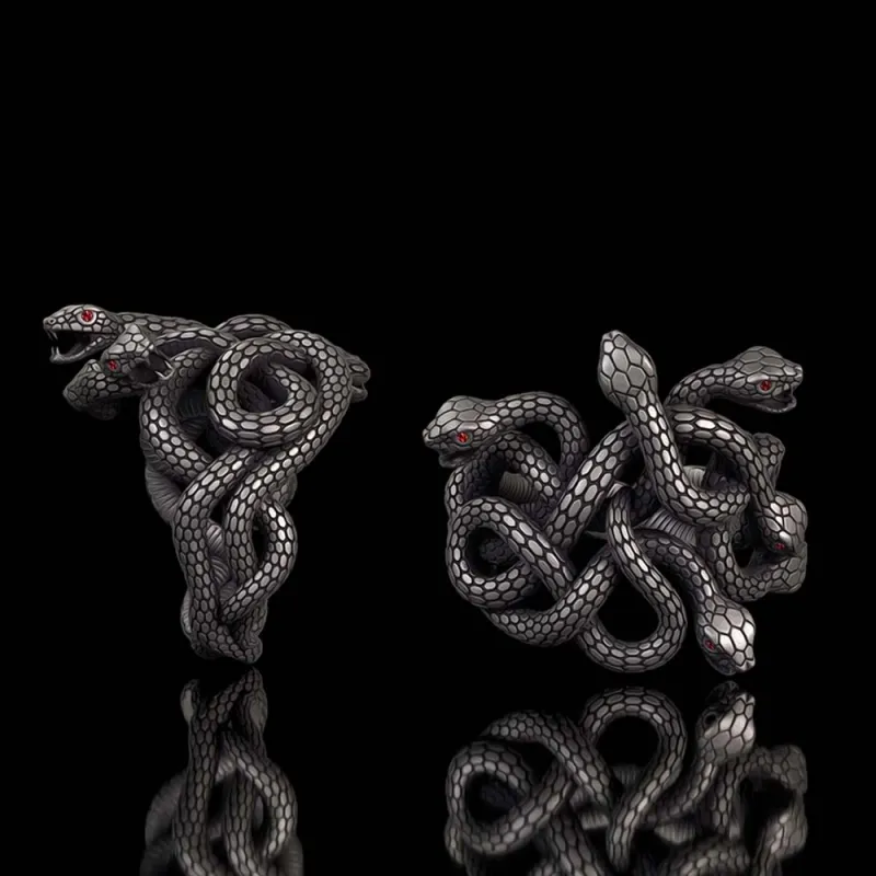 Gothic Multiple Snakes Entwined Sterling Silver Ring made by GTHIC