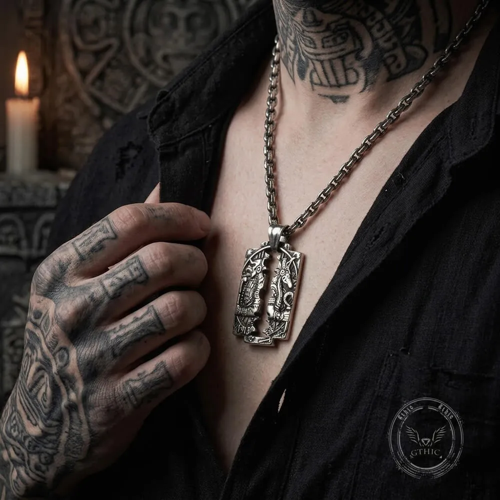 Retro Horus Anubis Stainless Steel Amulet Pendant sold by GTHIC product image thumbnail 2