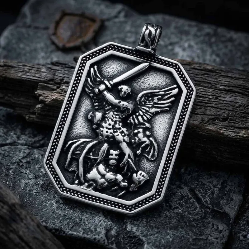 Vintage Guardian Angel Stainless Steel Pendant made by GTHIC