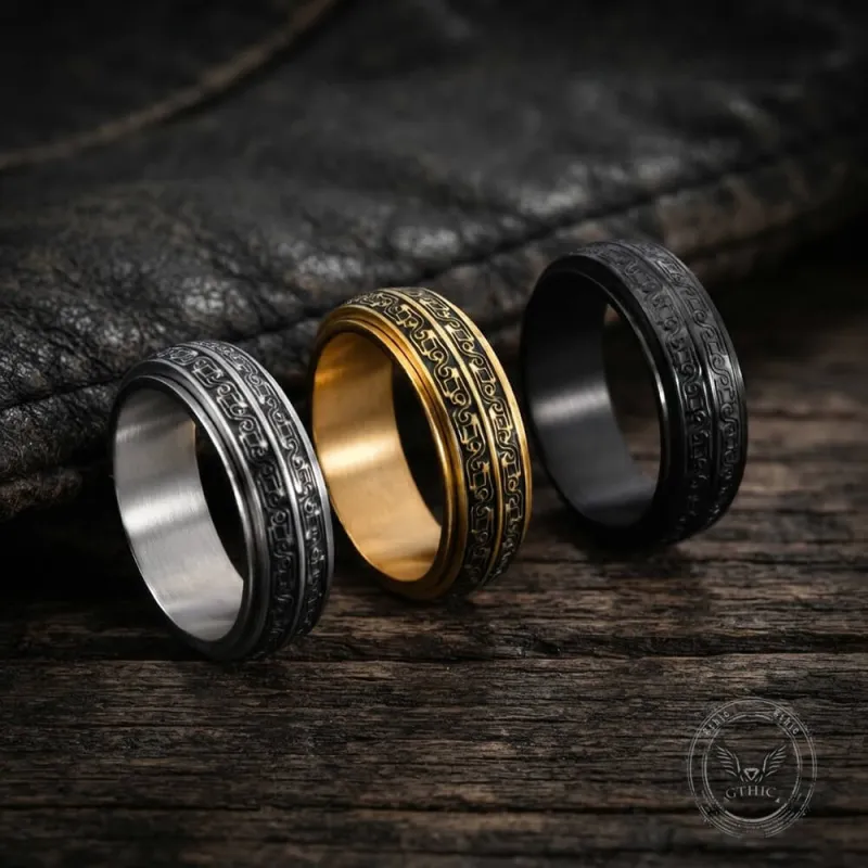 Vintage Beast-Motif Scrollwork Stainless Steel Spinner Ring made by GTHIC