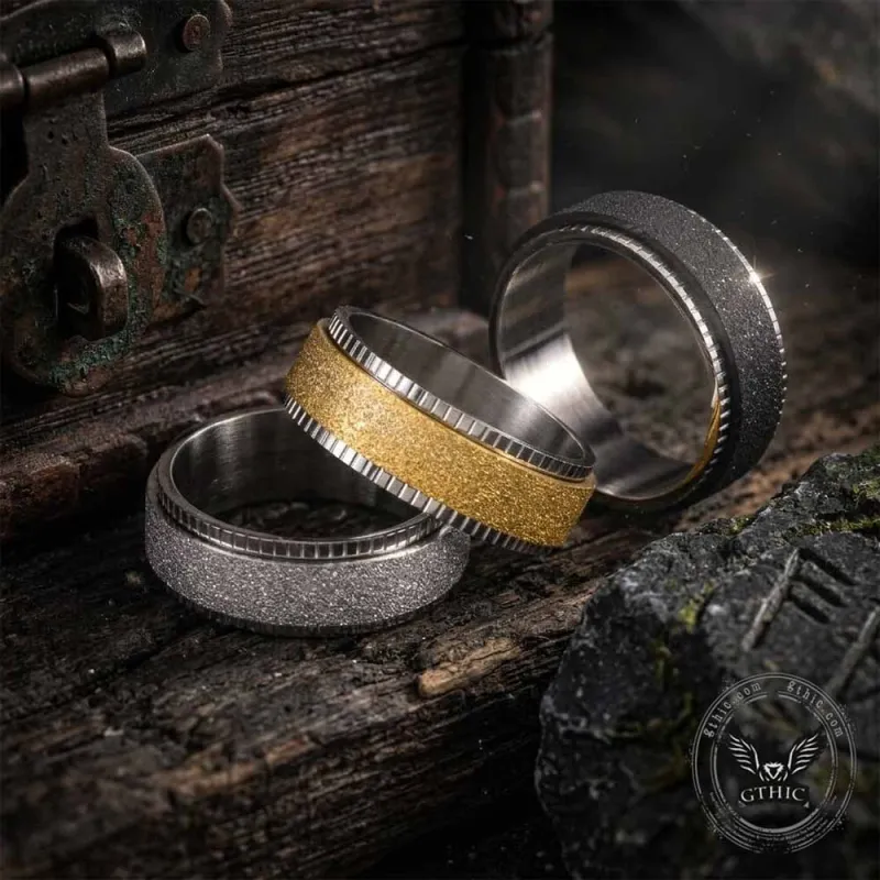Minimalist Frosted Stainless Steel Spinner Ring made by GTHIC