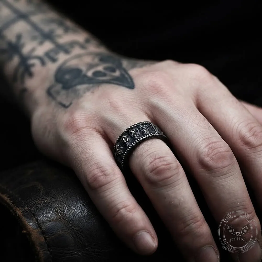 Gothic Distressed Skull Stainless Steel Ring sold by GTHIC product image thumbnail 2