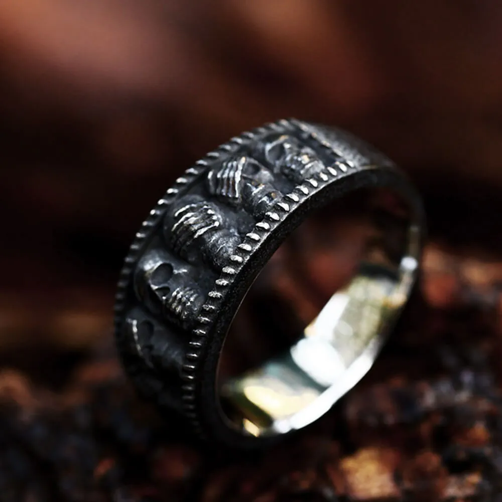 Gothic Distressed Skull Stainless Steel Ring sold by GTHIC