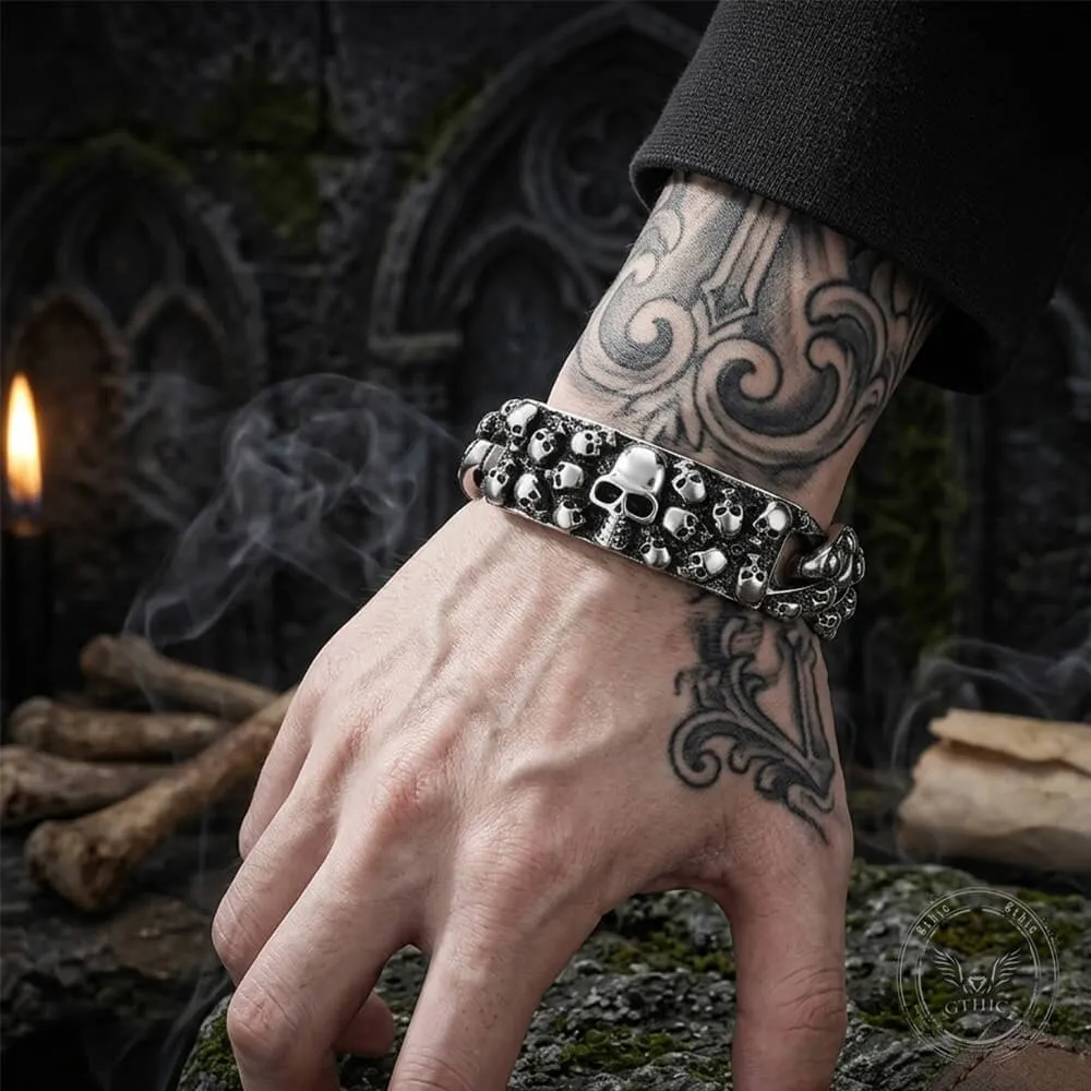 Bold Skull Head Stainless Steel Gothic Bracelet sold by GTHIC product image thumbnail 2