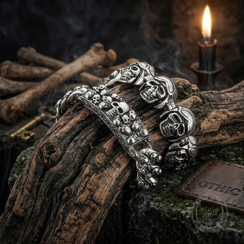 Bold Skull Head Stainless Steel Gothic Bracelet made by GTHIC