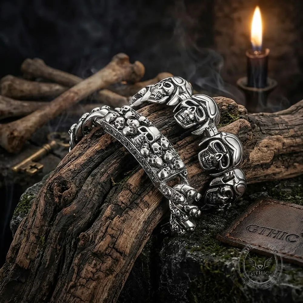 Bold Skull Head Stainless Steel Gothic Bracelet sold by GTHIC