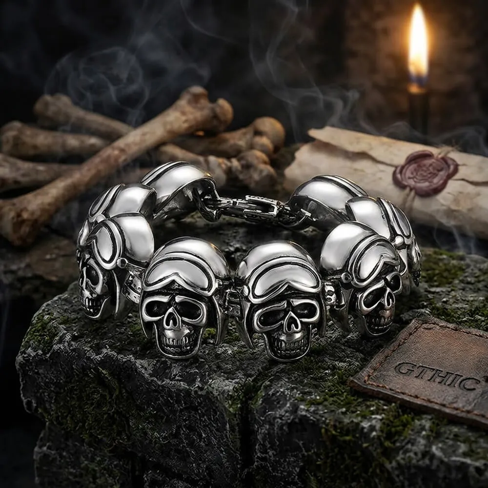 Bold Skull Head Stainless Steel Gothic Bracelet sold by GTHIC product image thumbnail 5