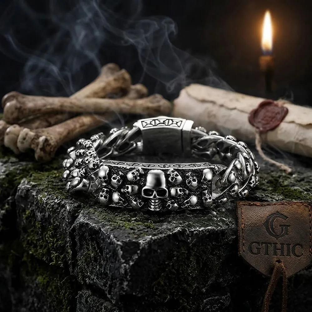 Bold Skull Head Stainless Steel Gothic Bracelet sold by GTHIC product image thumbnail 4