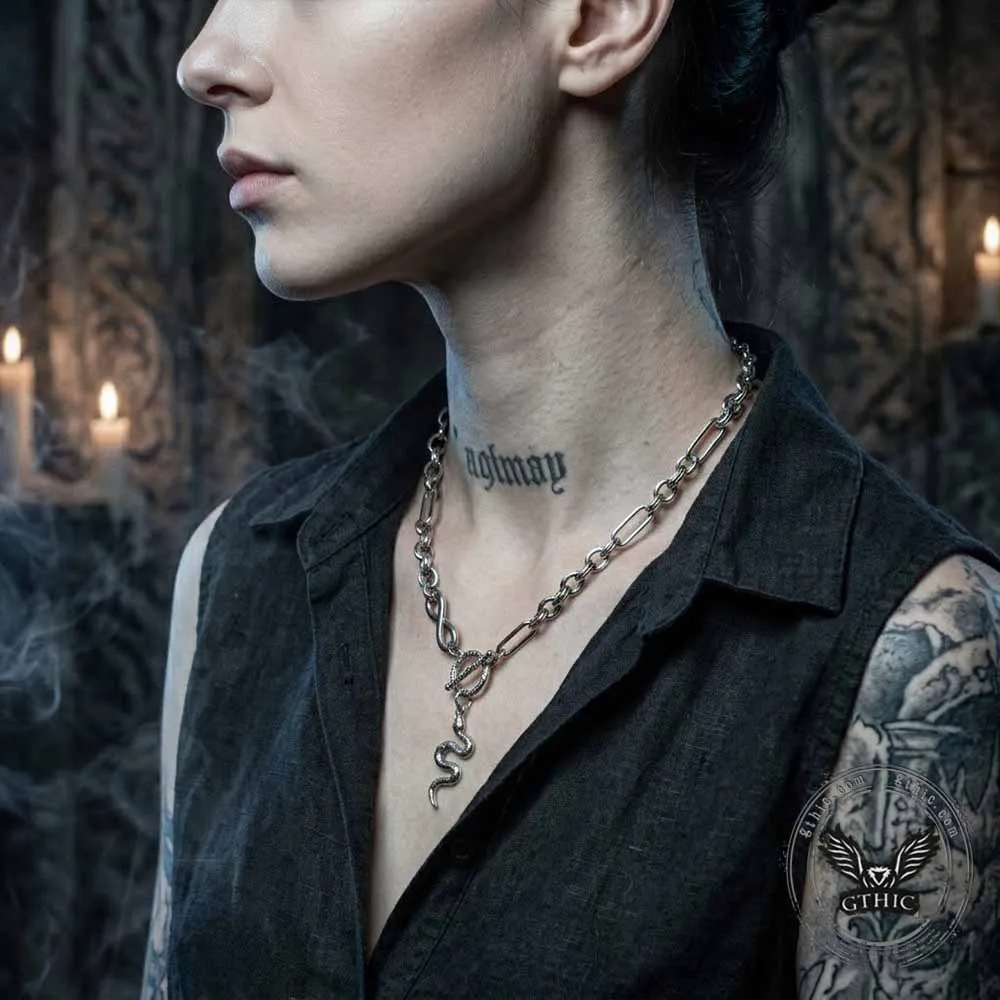 Hip Hop Infinity Snake Stainless Steel Clavicle Necklace sold by GTHIC product image thumbnail 3
