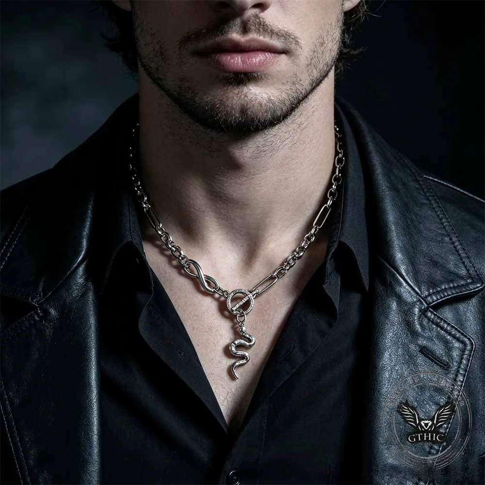 Hip Hop Infinity Snake Stainless Steel Clavicle Necklace sold by GTHIC product image thumbnail 2