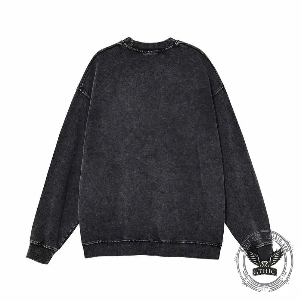 Not Today Skeleton Holding Cup Vintage Washed Sweatshirt sold by GTHIC product image thumbnail 3