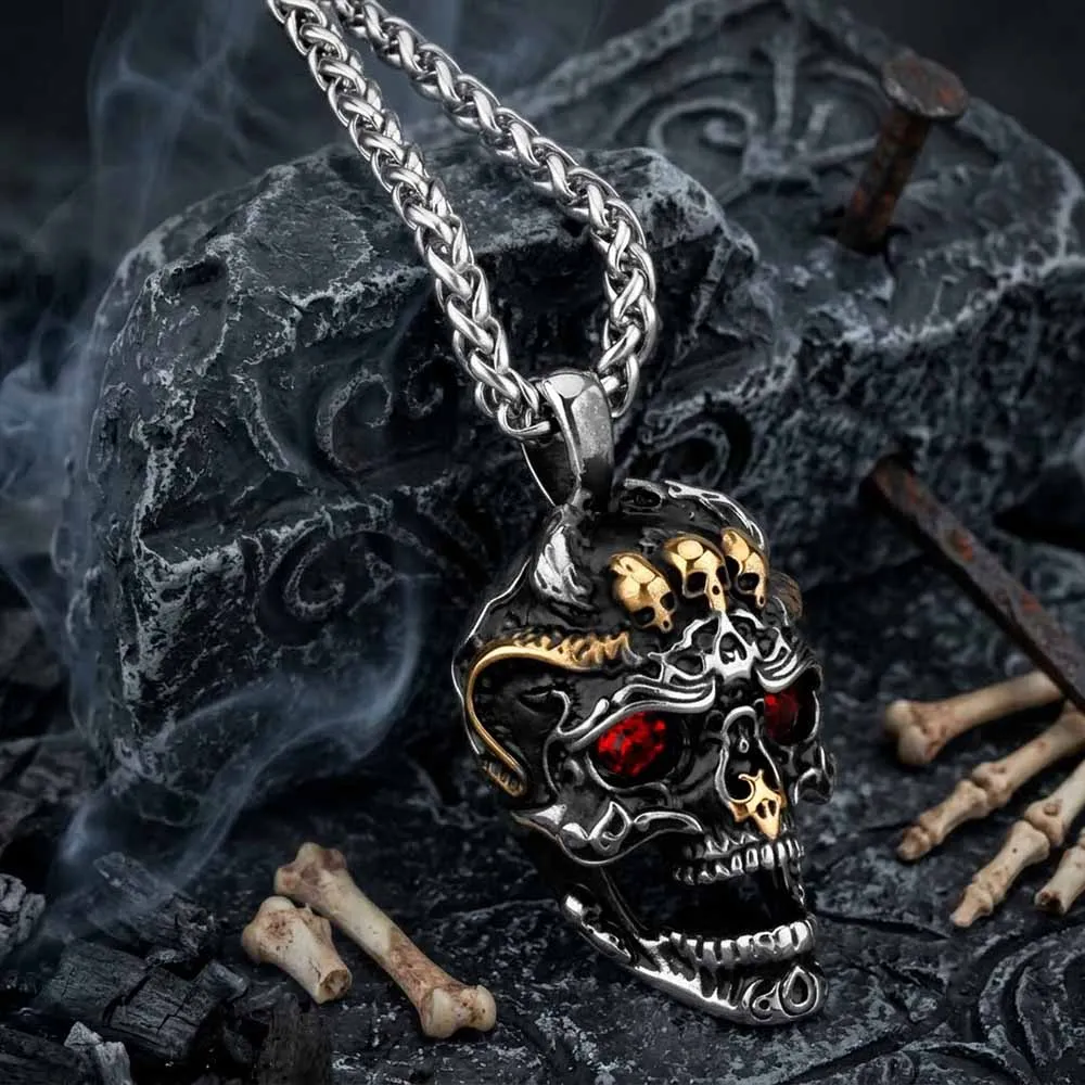 Punk Red Eye Skull Head Stainless Steel Pendant sold by GTHIC product image thumbnail 3