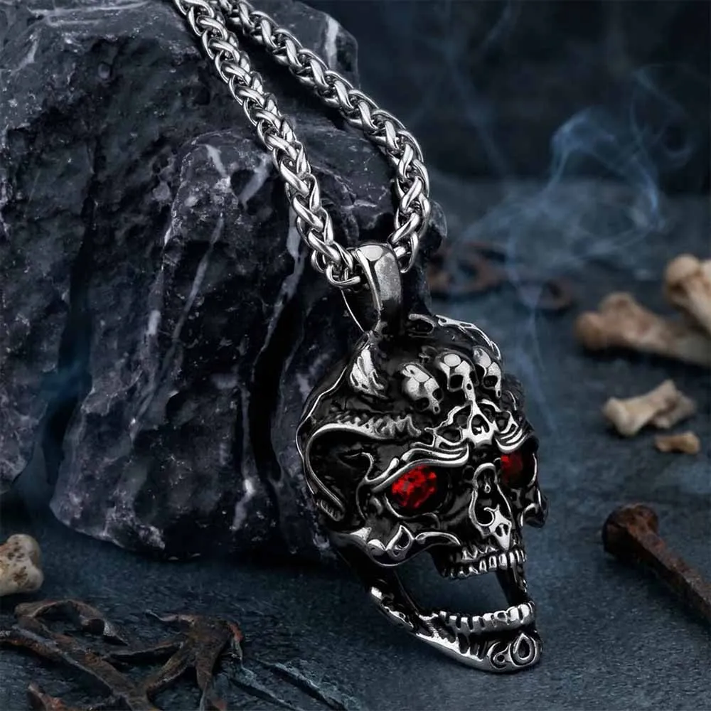 Punk Red Eye Skull Head Stainless Steel Pendant sold by GTHIC product image thumbnail 4