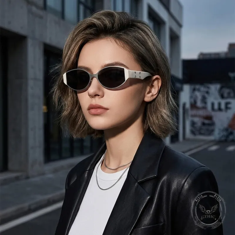 Street Stylish UV-Proof Oval-Frame PC Sunglasses made by GTHIC