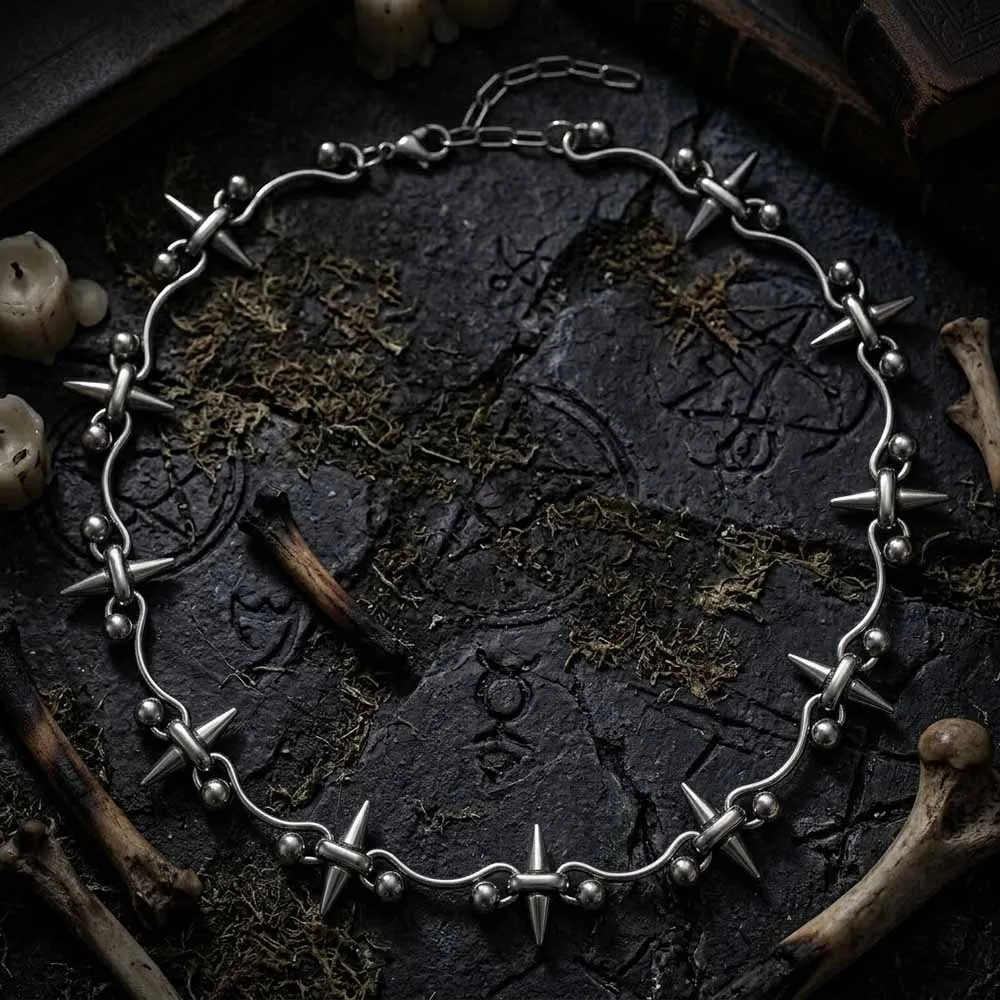 Hip-Hop Studded Spike Stainless Steel Clavicle Necklace sold by GTHIC product image thumbnail 3