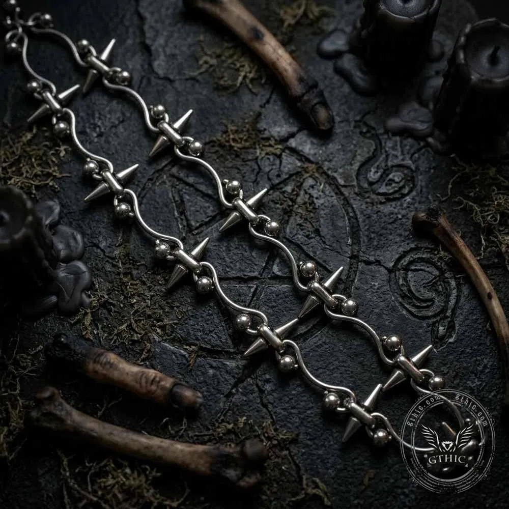 Hip-Hop Studded Spike Stainless Steel Clavicle Necklace sold by GTHIC product image thumbnail 4