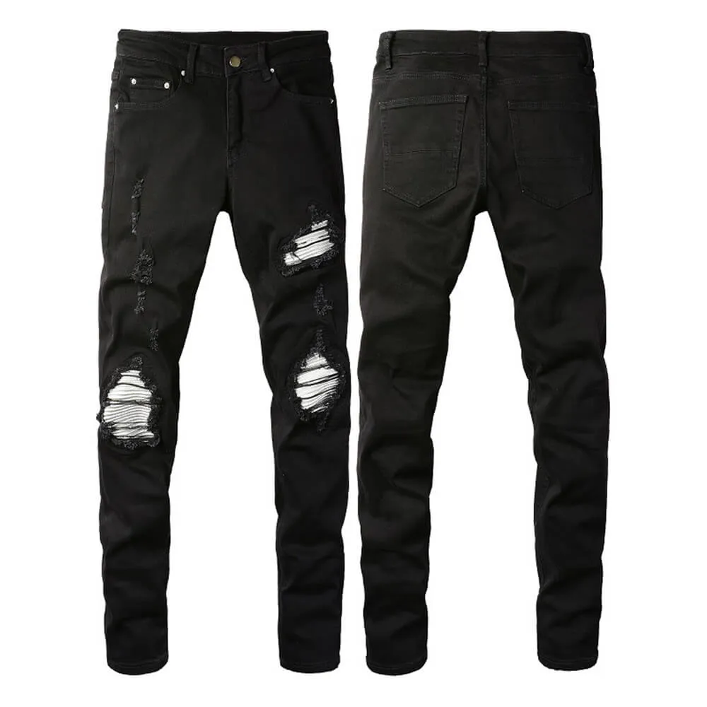 American-Style Patched Slim-Fit Biker Skinny Jeans sold by GTHIC product image thumbnail 3