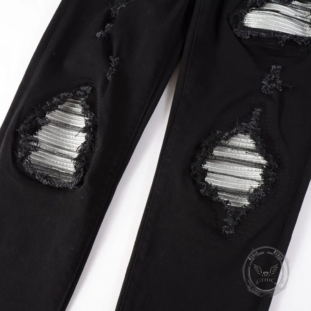 American-Style Patched Slim-Fit Biker Skinny Jeans sold by GTHIC product image thumbnail 5