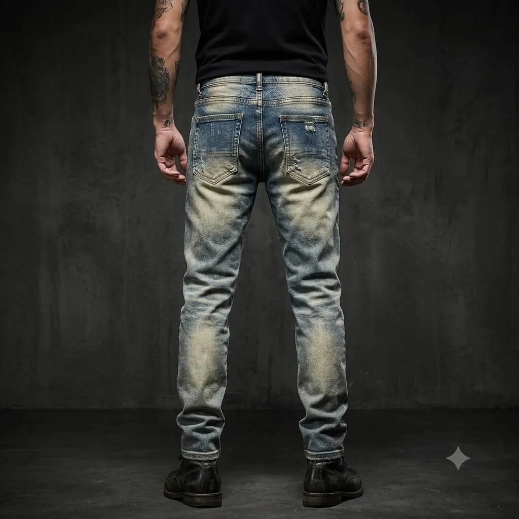 High-Street Distressed Patches Slim-Fit Stretch Jeans sold by GTHIC product image thumbnail 2