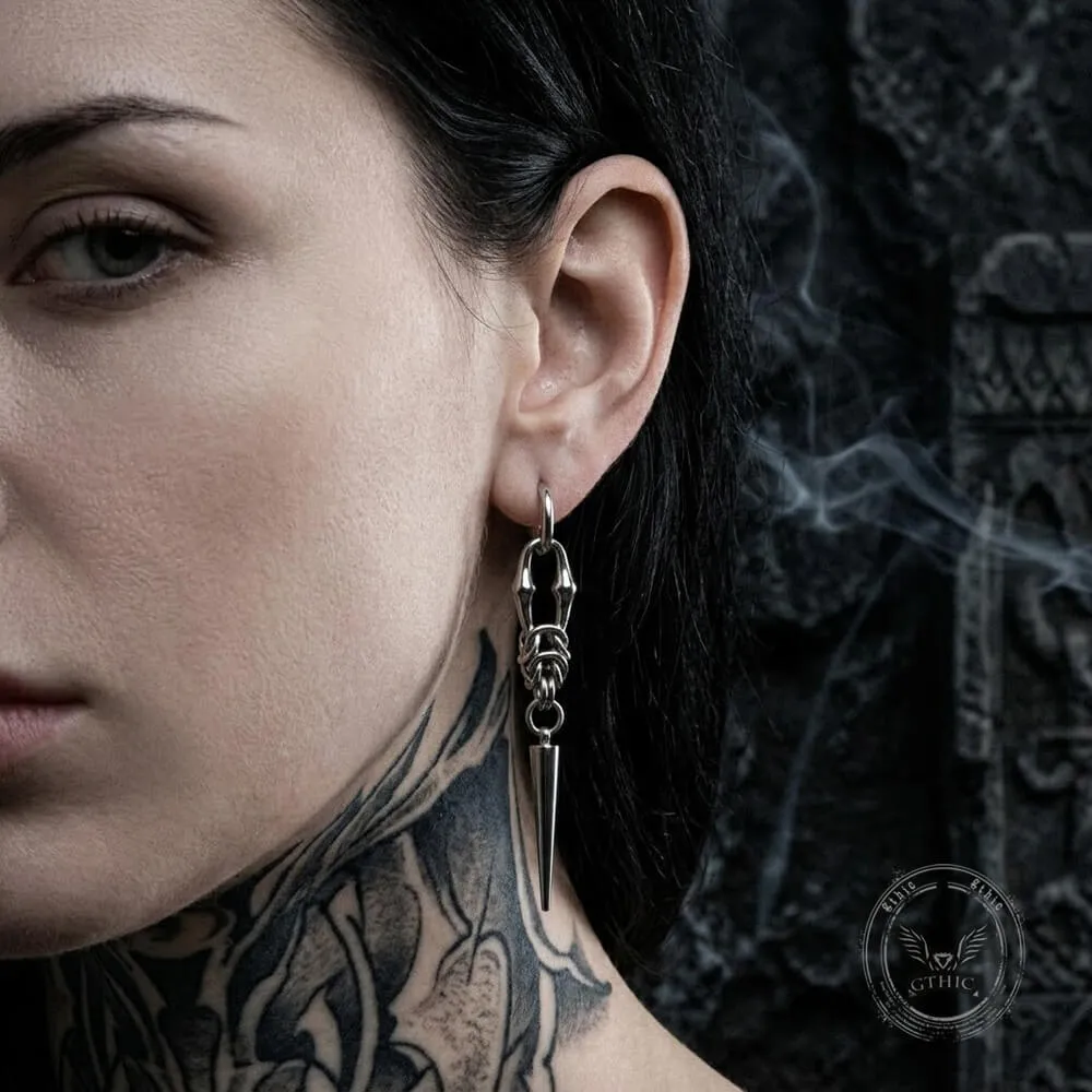 Punk Woven Chain Spike Stainless Steel Drop Earrings sold by GTHIC product image thumbnail 3