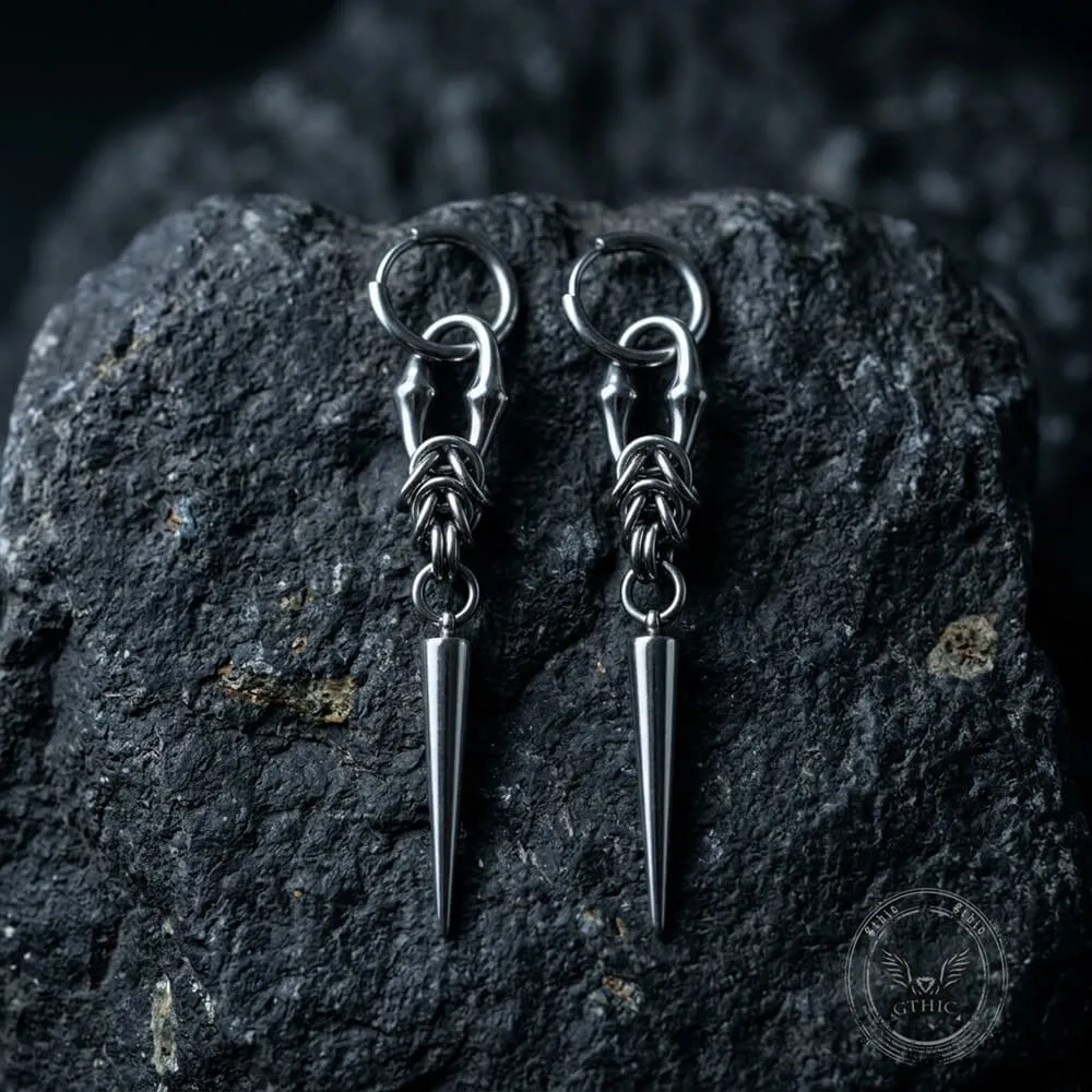 Punk Woven Chain Spike Stainless Steel Drop Earrings sold by GTHIC product image thumbnail 4