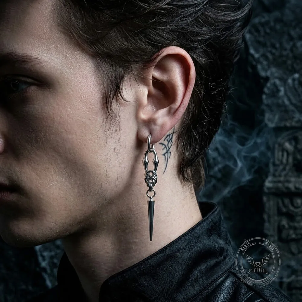 Punk Woven Chain Spike Stainless Steel Drop Earrings sold by GTHIC product image thumbnail 2