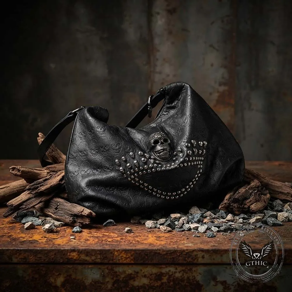 Gothic Skull Studded PU Leather Crossbody Shoulder Bag sold by GTHIC product image thumbnail 4