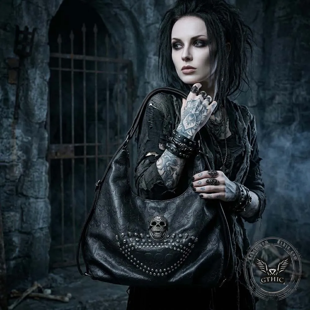 Gothic Skull Studded PU Leather Crossbody Shoulder Bag sold by GTHIC product image thumbnail 2