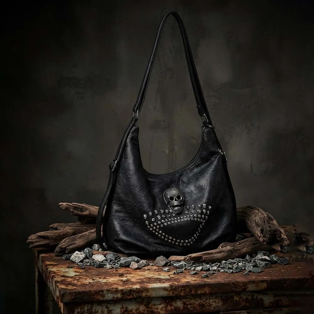 Gothic Skull Studded PU Leather Crossbody Shoulder Bag sold by GTHIC product image thumbnail 3