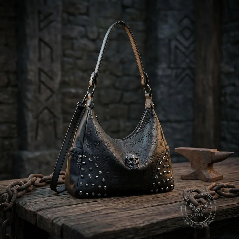 Skull Studs Large-Capacity Shoulder PU Leather Handbag sold by GTHIC product image thumbnail 3