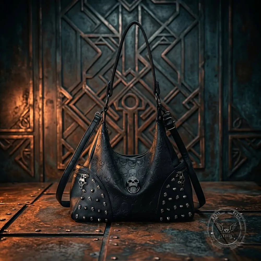 Skull Studs Large-Capacity Shoulder PU Leather Handbag sold by GTHIC product image thumbnail 4